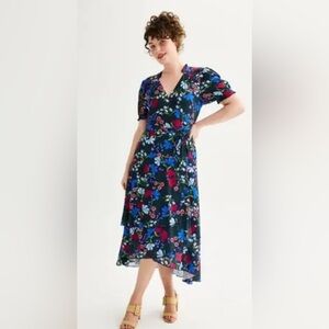 Draper James Navy Floral Midi Dress